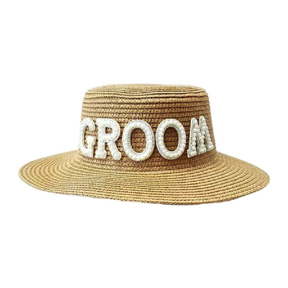 Yokua Women Summerbeach Straw Cap Groom Honeymoons Hat Bachelor Party Cap FedoraHat
