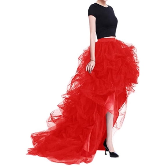 Yokua Women Tulle Tutu Long Skirt High Waist Floor Length Maxi Tulle Layered Skirt