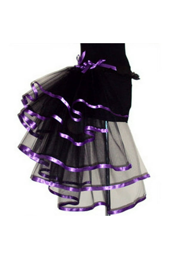 Women Tutu Skirts Ribbon Layered Dance Long Tail Tutu Costume Party Tulle Skirt