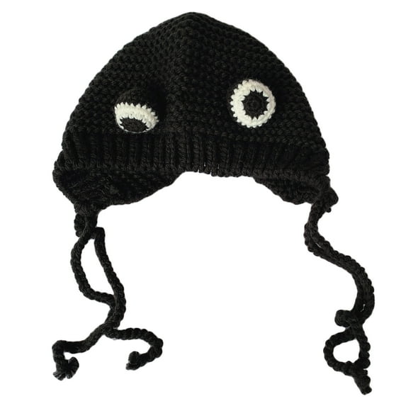 Yokua Women Winter Chunky Cable Knitted Earflap Hat Cute Cartoon Animal for Frog Eyes Solid Color Outdoor Windproof Skullies Beanie Cap Ear Warmer