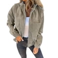 thumbnail image 1 of Yokua Women's Corduroy Drawstring Hooded Pocket Zip Up Jacket Loose Shacket Coat, 1 of 7