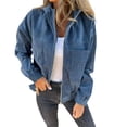thumbnail image 1 of Yokua Women's Corduroy Drawstring Hooded Pocket Zip Up Jacket Loose Shacket Coat, 1 of 8