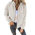 thumbnail image 1 of Yokua Women's Corduroy Drawstring Hooded Pocket Zip Up Jacket Loose Shacket Coat, 1 of 8