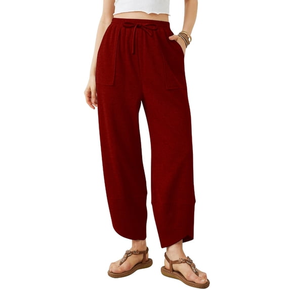 Yokua Women's Cotton Loose Elastic Waist Loose Cropped Wide Leg Pants Casual Lightweight Comfortable Travel Wear
