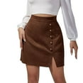 thumbnail image 1 of Yokua Women's Faux Suedes High Waist Side Split Bodycon Short Mini Skirt Streetwear, 1 of 18