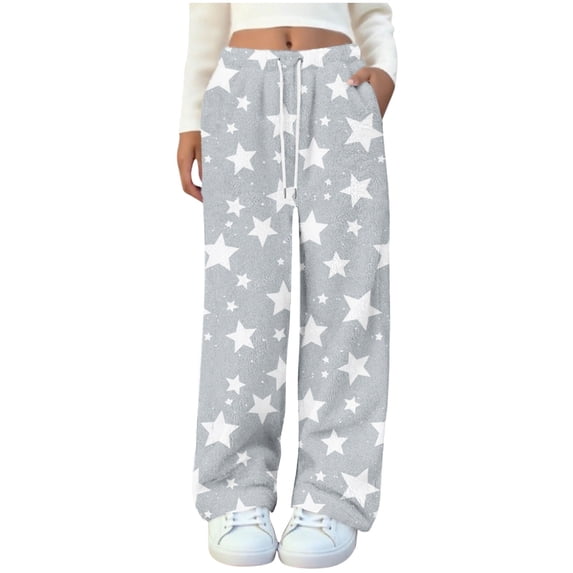 Yokua Women's Flannel Printed Fleece Pajama Pants Drawstring Comfortable Casual Pants with Pockets