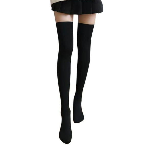Yokua Women's Fleece Lined Thigh High Socks Soft Long Stockings Winter Thermal Socks