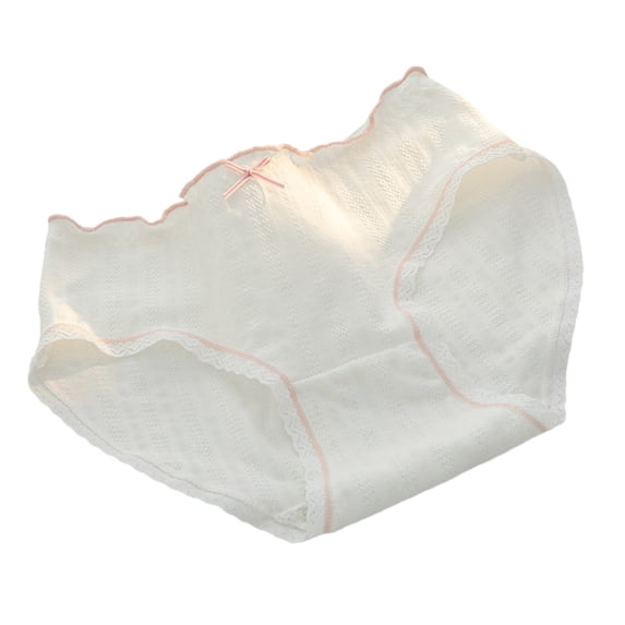 Yokua Women's Flower Embroidered Ruffled Edges Panties Middle Waist Hipsters Briefs