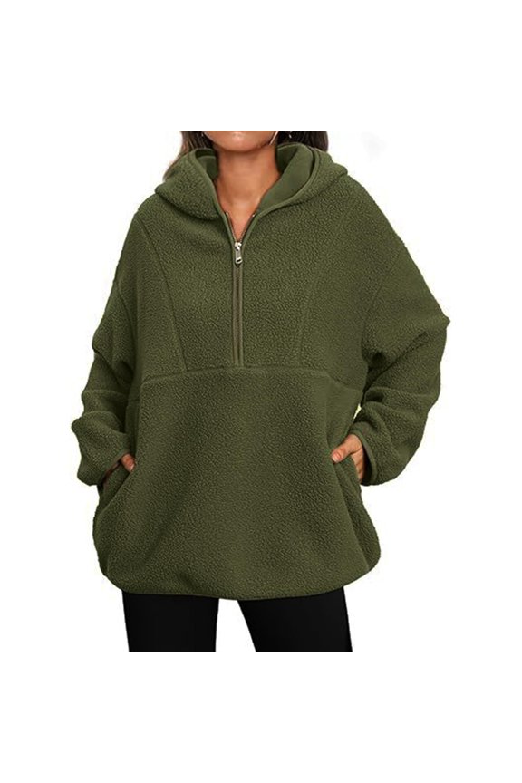 Women's Half Zip Hooded Fleece Jacket