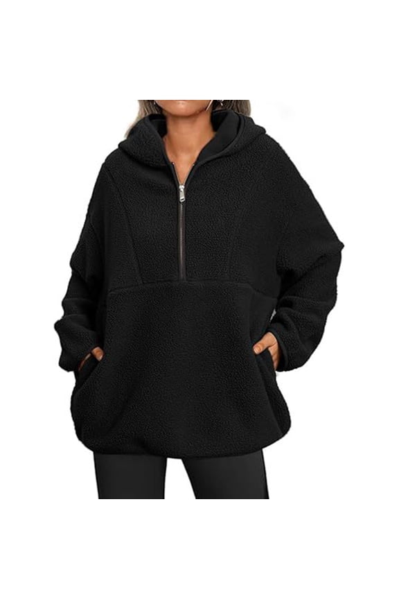 Women's Half Zip Hooded Fleece Jacket