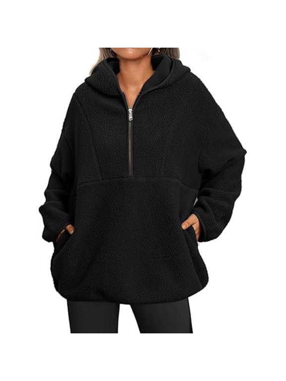 Women's Half Zip Hooded Fleece Jacket
