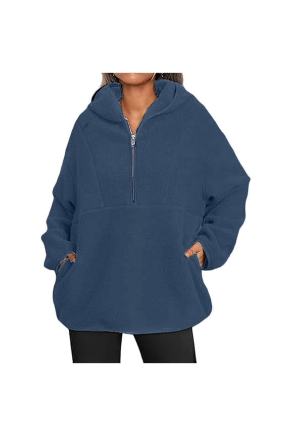Women's Half Zip Hooded Fleece Jacket