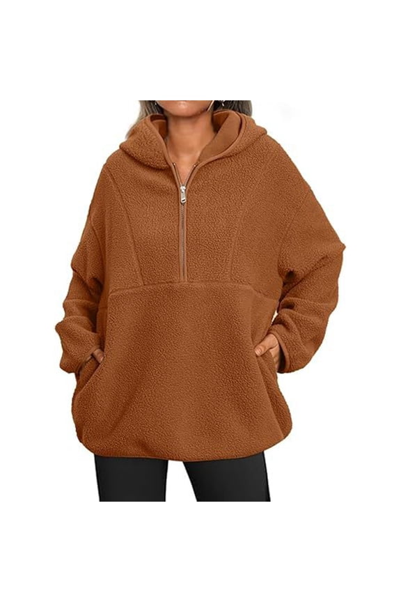 Women's Half Zip Hooded Fleece Jacket