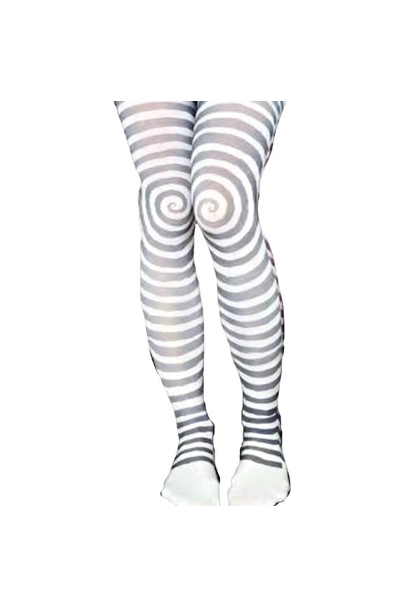 Women's Japanese Gothic Pantyhose Spirals Striped Print Opaque Tights Stockings