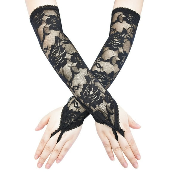 Yokua Women's Lace Fingerless Gloves Arm Sleeves for Weddings and Special Occasion