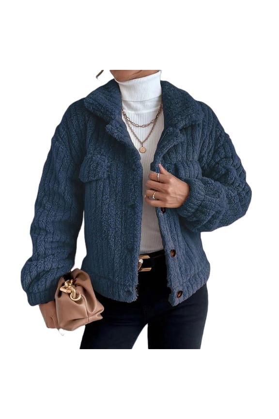 Women's Lapel Button Faux Mink Fur Long Fur Jacket Fashion Plush Coat