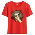 thumbnail image 1 of Yokua Women's Leopard Lips and Finger Print T-Shirt Graphics Short Sleeve Summer Top, 1 of 16