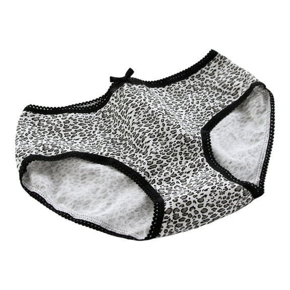 Yokua Women's Leopard Zebras Striped Underwear Middle Waist Lace Trim Panties Briefs