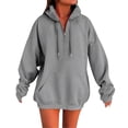 thumbnail image 1 of Yokua Women's Oversized Hooded Quarter Zip Long Sleeve Sweatshirt Fashion Solid Color Pullover, 1 of 9