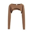 thumbnail image 1 of Yokua Women's Shrugs Sweater Casual Long Sleeve Crew Neck Cutout Cropped T-shirt, 1 of 17