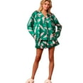 thumbnail image 1 of Yokua Women's Silk Satins Pajama Set Christmas Sleepwear Long Sleeve Top with Shorts, 1 of 19