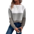 thumbnail image 1 of Yokua Women's Striped Sweater Boat Neck Colorblock Knitted Sweater Casual Long Sleeve Pullover Fashion Sweater Top, 1 of 7