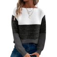 thumbnail image 1 of Yokua Women's Striped Sweater Boat Neck Colorblock Knitted Sweater Casual Long Sleeve Pullover Fashion Sweater Top, 1 of 9