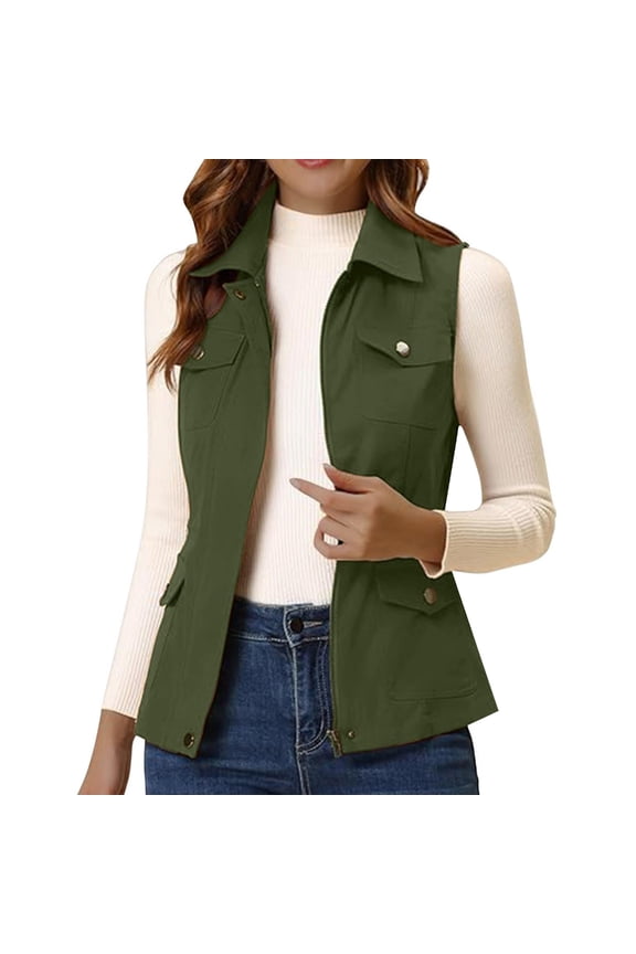 Women's Travel Vest with Pockets Summer Sleeveless Cargo Utility Vest