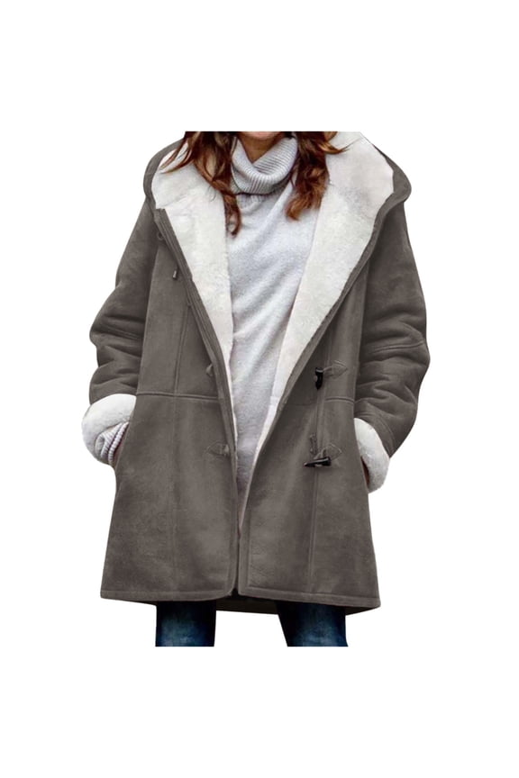 Women's down jacket, warm and casual, with buttons and pockets