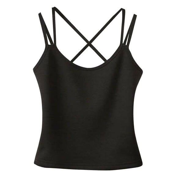 Yokua Women's for Tank Tops Stylish Double Straps Camis Crop Top Solid Camisole Sport
