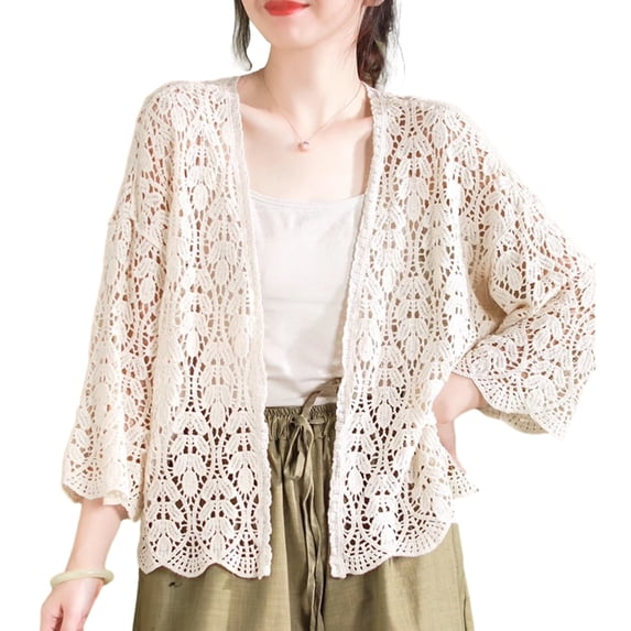 Yokua Womens Crochets Cardigan Sweater Kimonos Oversized Summer Open Front Outwear