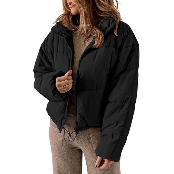 Yokua Womens Down Jackets Stand Collar Cropped Jackets Winter Warm Coats Outerwear