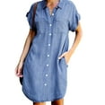 thumbnail image 1 of Yokua Womens Dress Short Sleeve Dress Denims Shirt Dress Loose Jean Midi Dress, 1 of 10