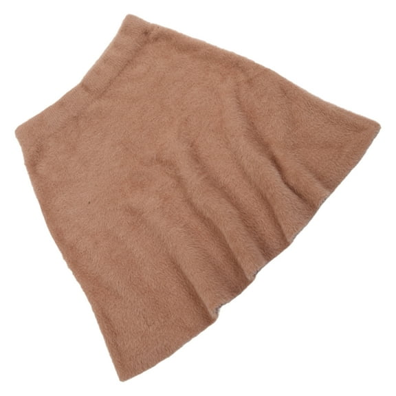 Yokua Womens Elastic High Waist Pleated Flared Faux Furry Mini Skater Skirt