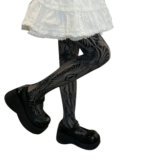 Yokua Womens Fishnet Stockings Rose Lace Tights Pantyhose Hollow out Patterned Tights