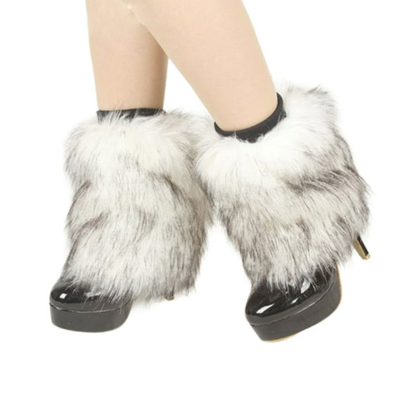 Yokua Womens Furs Leg Warmers Boot Furs Furry Fuzzy Leg Covers Boot Winter Cuffs Cover