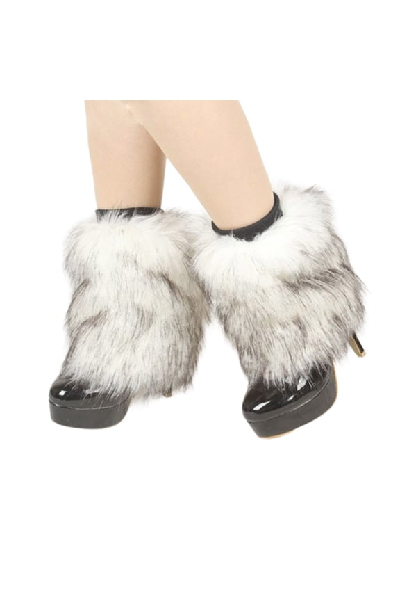 Womens Furs Leg Warmers Boot Furs Furry Fuzzy Leg Covers Boot Winter Cuffs Cover
