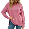 thumbnail image 1 of Yokua Womens Long Sleeve Tops Ribbed Loose Fit Oversized Sweatshirts with Side Slit High Low Hem Fall Outfits, 1 of 9