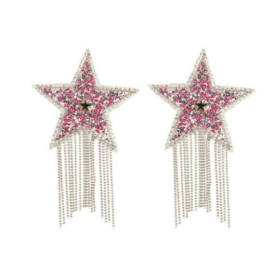 Yokua Womens Pentagrams Tassels Nipple Covers Adhesive Pasties Rave Breast Petals