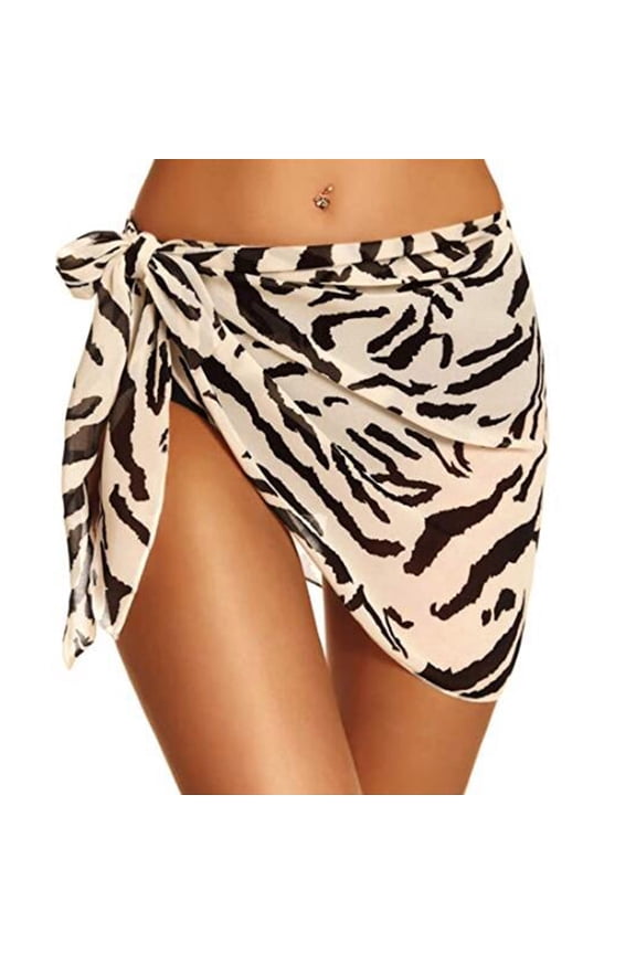 Womens Sarong-Wrap Skirt Solid Color Sheer Tie Side Beach-Bikini Cover-Ups