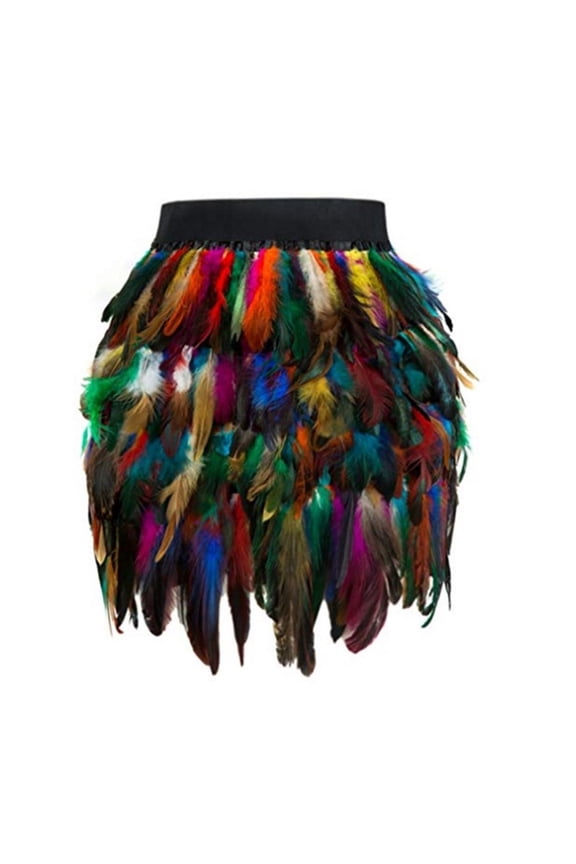Womens Sexy Feather Skirt Fashion Short Mini A line Feathered Tutu Skirt