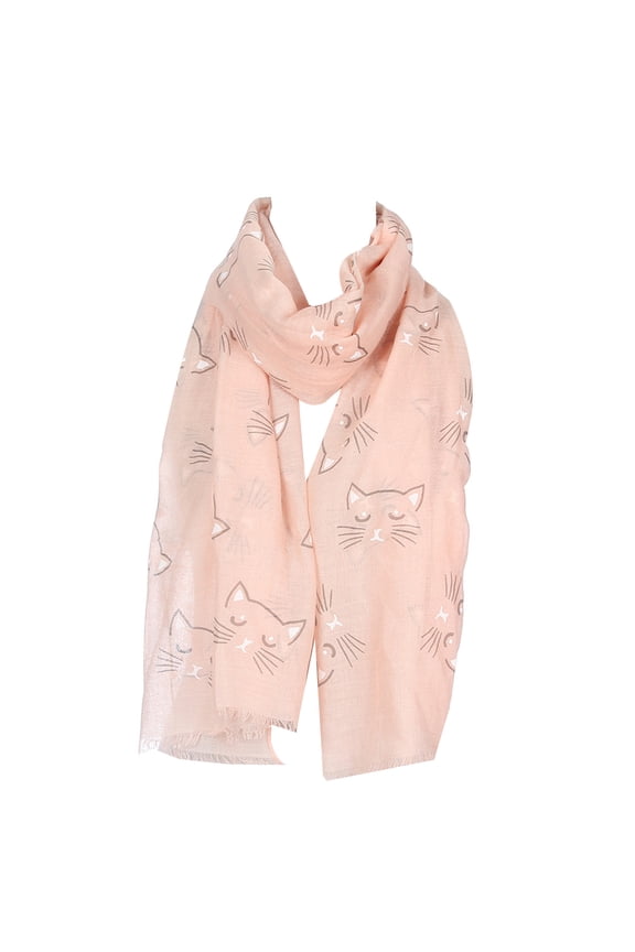 Womens Spring Summer Voile Thin Scarf Shawl Lovely Cartoon Sleeping Meow for Cat Print Blanket Beach Sunscreen Wraps Neck Warmer
