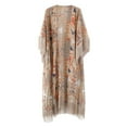 thumbnail image 1 of Yokua Womens Summer Half Sleeve Chiffon Cardigan Boho Retro Geometric Floral Printed F, 1 of 10