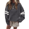 thumbnail image 1 of Yokua Womens Varsity Striped Oversized Sweatshirt Crewneck Long Sleeve Casual Fashion Pullover Top Fall Outfits, 1 of 7