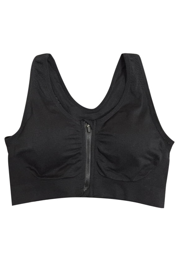 Womens Zipper Front Fastening Bra Post Surgery Support Bra with Removable Pads