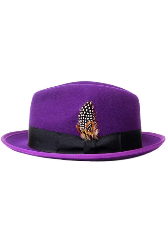 Wool Jazzs Cap Flat Top Hat Hippies Cap Feathers Fedora Hat Stage Show Headwear