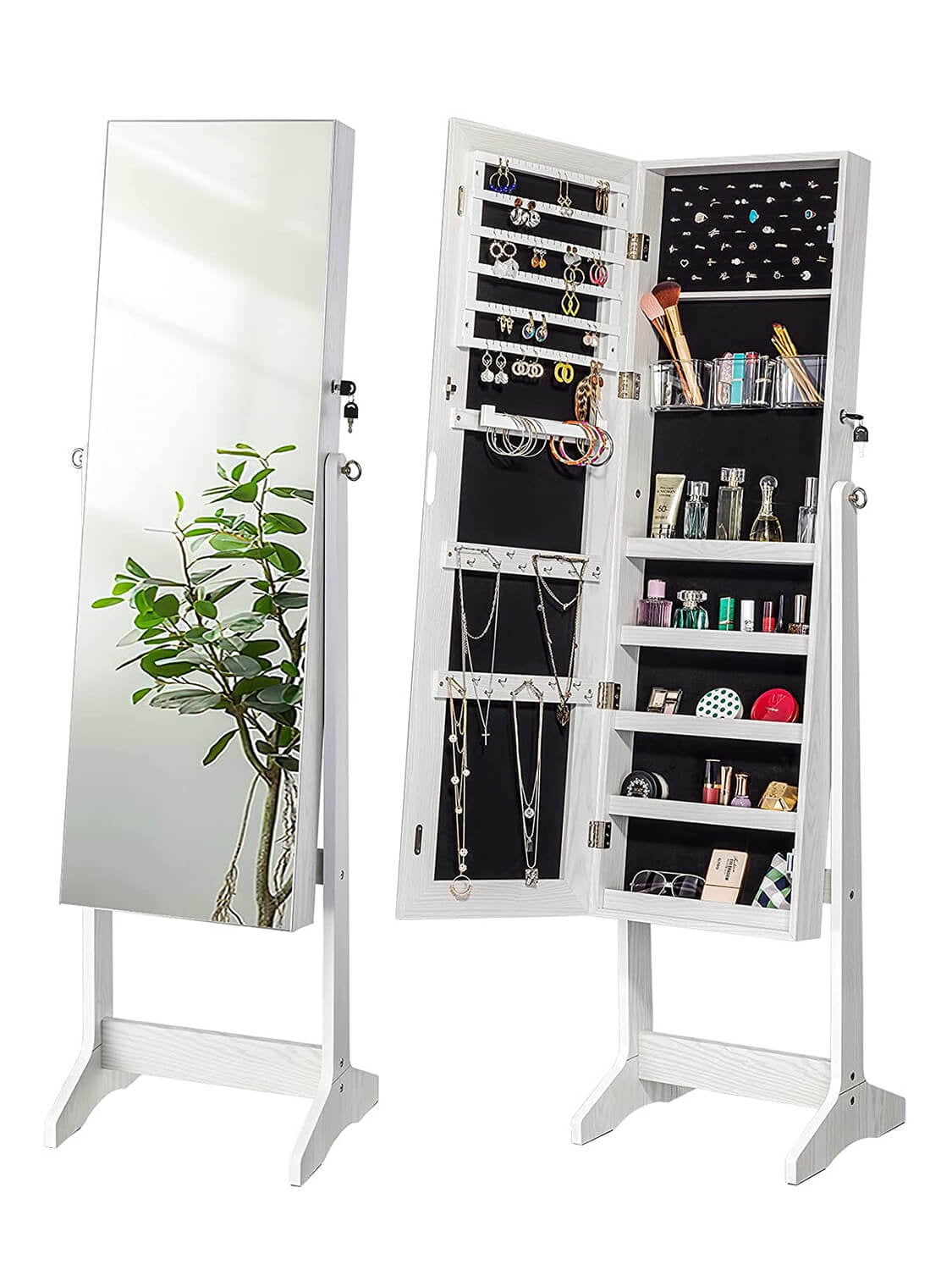 Yokukina Standing Jewelry FullLength Frameless Mirror Armoire