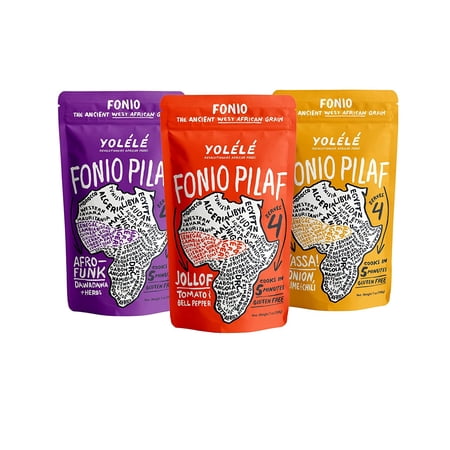 Yolélé Fonio Grain Pilaf Mix - Variety Pack: Ancient Grain Gluten-Free And Packed With Protein Fiber And Iron 7 oz ea, Gluten-Free + Non-GMO, Allergen Free, Vegan, Keto, Paleo Friendly (Pack of 3)