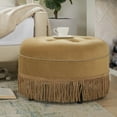 thumbnail image 1 of Yolanda Tufted Decorative Round Ottoman Gold Velvet, 1 of 7