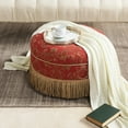 thumbnail image 1 of Yolanda Tufted Decorative Round Ottoman Red Gold, 1 of 10